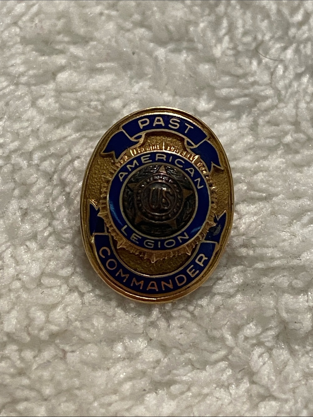 Vintage 14k American Legion Past Commander Badge Pin - Blue and Gold